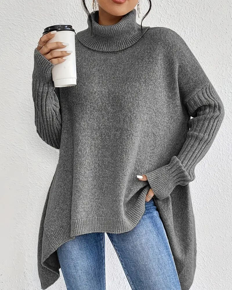Grete™ – Elegant Asymmetrisk Højhalset Sweater