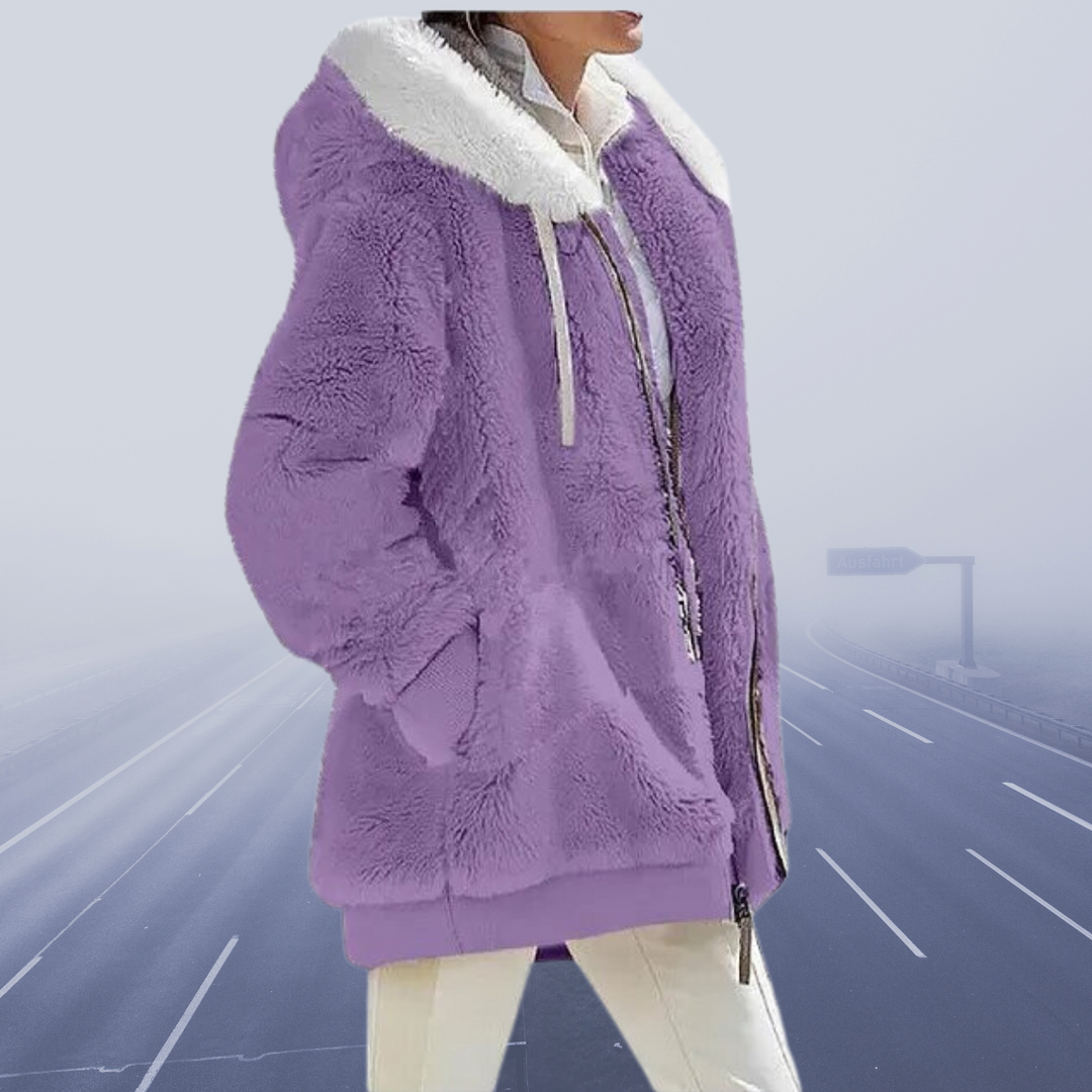 Frida™ - Blød Faux Fur Hættejakke
