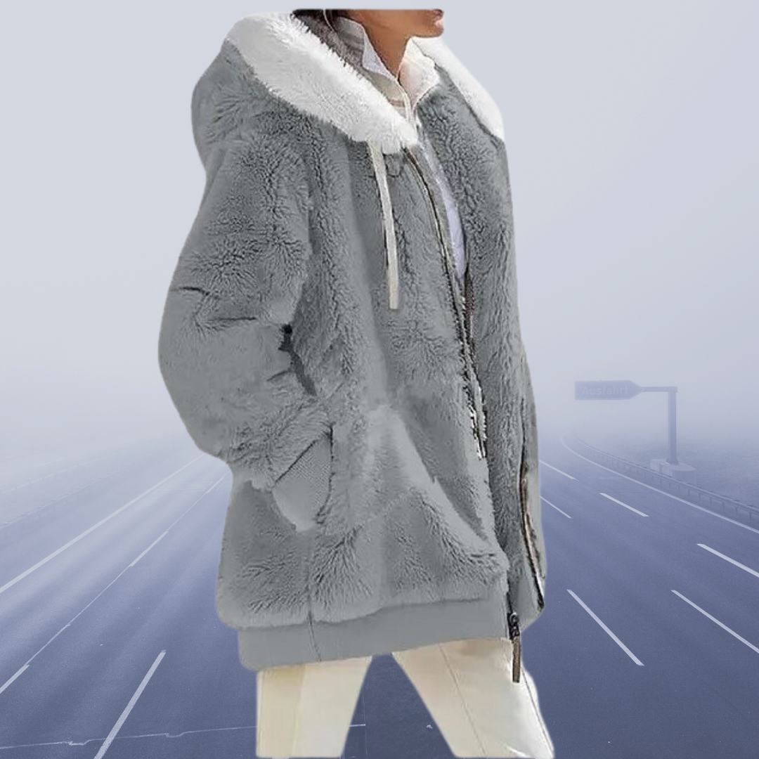 Frida™ - Blød Faux Fur Hættejakke