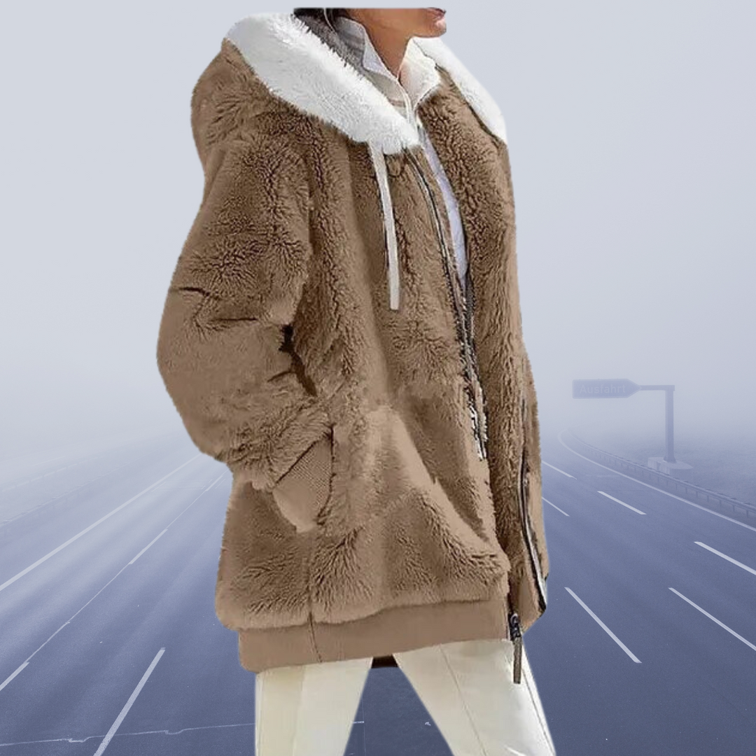 Frida™ - Blød Faux Fur Hættejakke